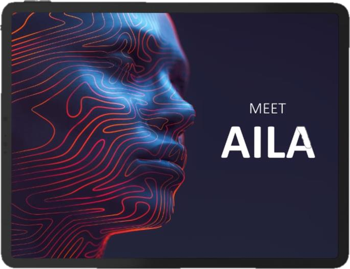 AILA on a tablet — AI-powered onboarding guide